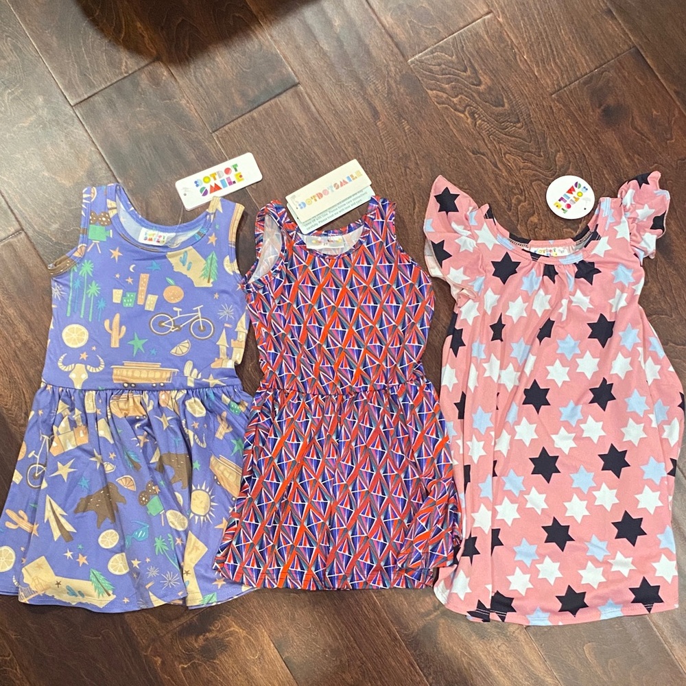 Dot Dot Smile Dress Bundle (Stars, Western, Geometric prints) Size 2T NWT